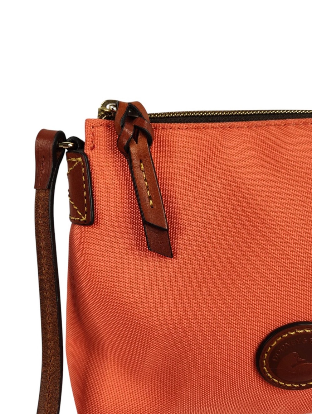 Dooney & Bourke Nylon with Leather Pouchette Crossbody Bag – Peach NEW - Picture 8 of 15